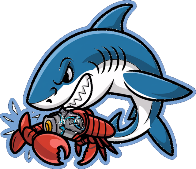 Mako, a small blue shark, mid-bite